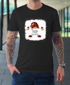 Dad Gnome Buffalo Plaid Christmas Light Bleached T-Shirt