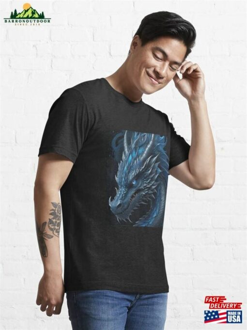 Dark Silver Blue Head Dragon Essential T-Shirt Sweatshirt Unisex