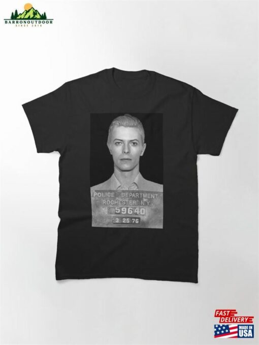 David Bowie Mugshot 1976 Pop Icon Legend Classic T-Shirt