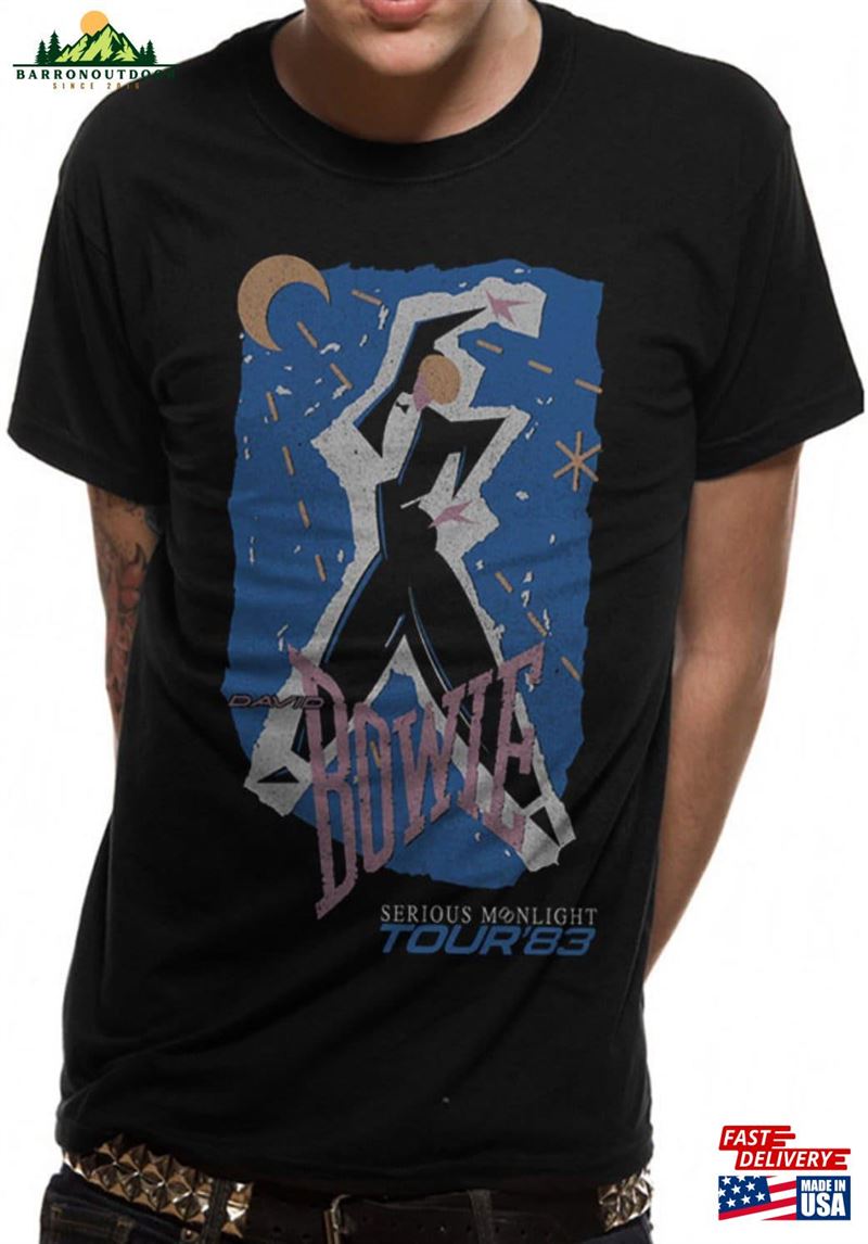 David Bowie Serious Moonlight Tour 1983 Official Tee T-Shirt Classic Unisex David Bowie Serious Moonlight Tour 1983 Official Tee T-Shirt Classic Unisex