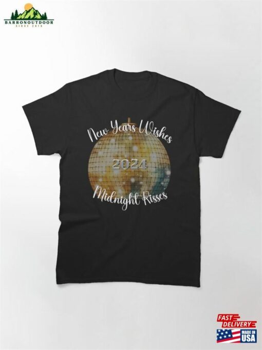 Dazzling Countdown New Year’s Wishes Amp Midnight Kisses With Gold Disco Ball 2024 Classic T-Shirt Unisex