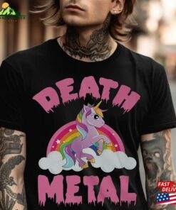 Death Metal Unicorn Halloween T-Shirt Horror Ghouls Spooky Shirt Classic