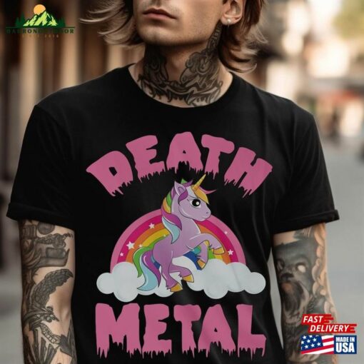 Death Metal Unicorn Halloween T-Shirt Horror Ghouls Spooky Shirt Classic