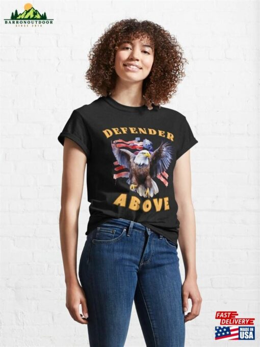 Defender Above Bald Eagle Artwork Classic T-Shirt Unisex Hoodie