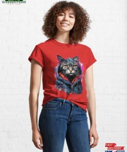 Design Of A Cyberpunk Alley Cat Neon Eyed Hoodie Sweatshirt