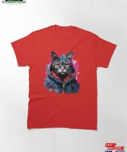 Design Of A Cyberpunk Alley Cat Neon Eyed Hoodie Sweatshirt