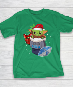 Detroit Lions Christmas Baby Yoda Star Wars Funny Happy NFL T-Shirt