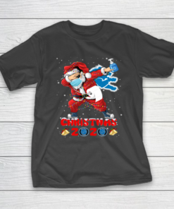 Detroit Lions Funny Santa Claus Dabbing Christmas 2020 NFL T-Shirt