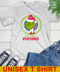 Detroit Pistons NBA Christmas Grinch I Hate People But I Love My Favorite Basketball Team T-Shirt