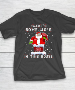 Detroit Red Wings Christmas There Is Some Hos In This House Santa Stuck In The Chimney NHL T-Shirt