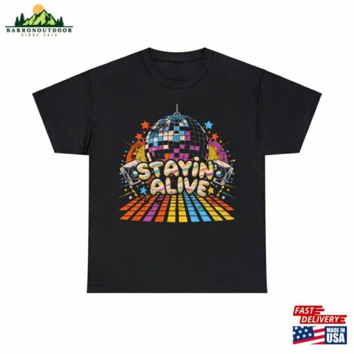 Disco Ball Stayin’alive T-Shirt Bee Gees Shirt Vintage Dance Floor Tee Classic Sweatshirt