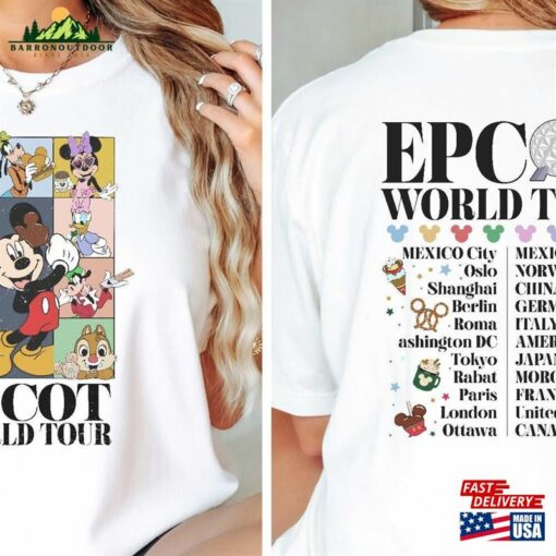 Disney Epcot World Tour Shirt Vintage Dinsey Vacation T-Shirt Family Matching Hoodie Sweatshirt