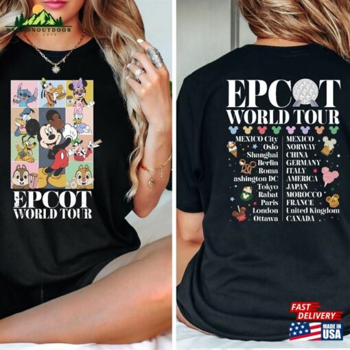 Disney Epcot World Tour Shirt Vintage Dinsey Vacation T-Shirt Family Matching Hoodie Sweatshirt