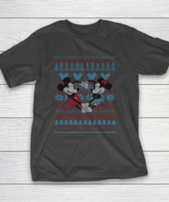 Disney Mickey And Minnie Mouse Christmas Ugly Sweater Style T-Shirt