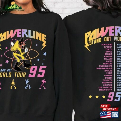 Disney Powerline Stand Out World Tour 95 Retro Shirt Vintage A Goofy Movie Matching Family Hoodie Unisex