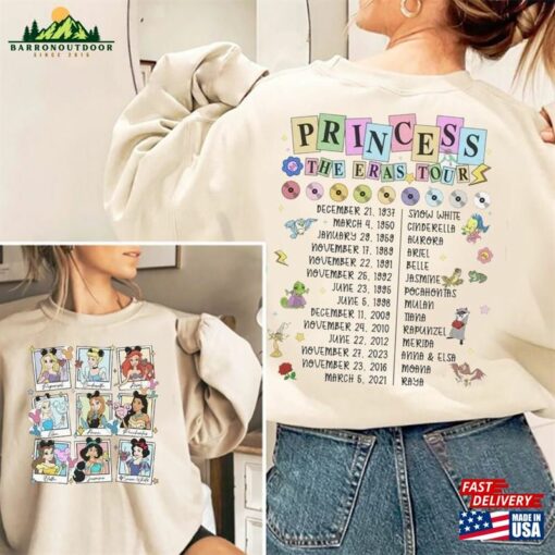 Disney Princess Eras Tour Shirt Characters Disneyland Trip Sweatshirt Classic