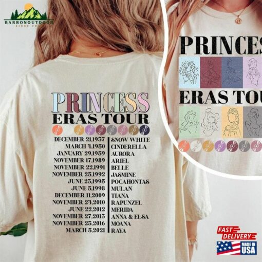 Disney Princess Eras Tour Shirt Merch Concert Hoodie Sweatshirt