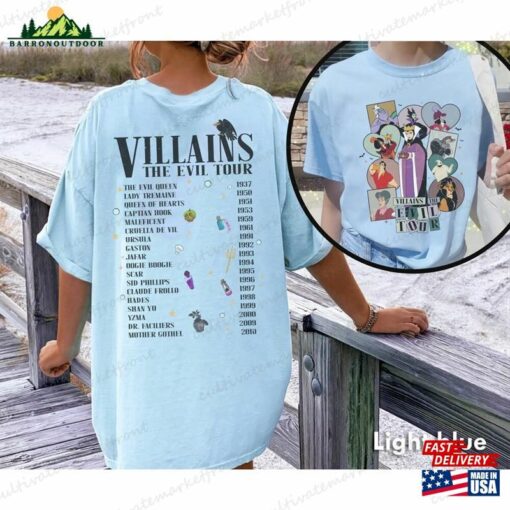 Disney Villains Evil Tour Double Sides Shirt Retro Characters Concert Music Sweatshirt T-Shirt