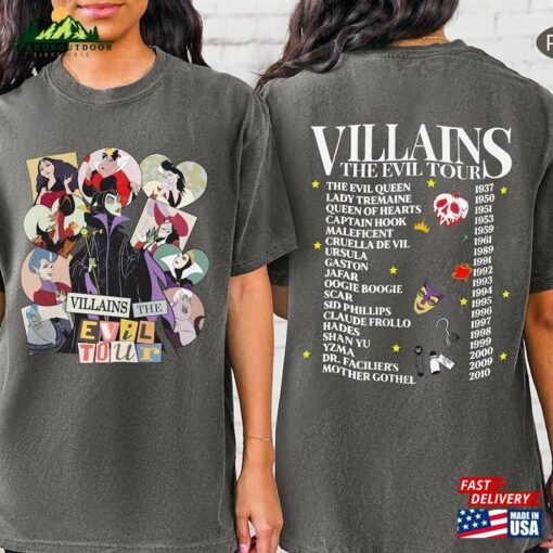 Disney Villains The Evil Tour Shirt Retro Characters Comcert Music Eras T-Shirt Sweatshirt