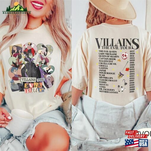 Disney Villains The Evil Tour Shirt Retro Characters Comcert Music Eras T-Shirt Sweatshirt