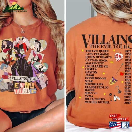 Disney Villains The Evil Tour Shirt Retro Characters Comcert Music Eras T-Shirt Sweatshirt