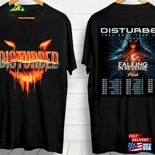 Disturbed 2024 Tour T-Shirt Sweatshirt Hoodie With Falling In Reverse Concert Shirt