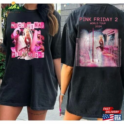 Double Side Nicki Minaj Pink Friday 2 Tour Vintage T-Shirt Retro World Shirt Sweatshirt Unisex Classic