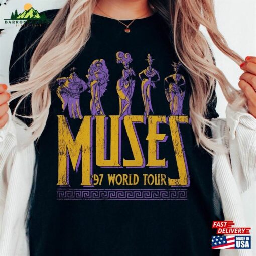 Double Sided Hercules Muses 97 World Tour Comfort Colors Shirt Retro Disney Front And Back T-Shirt Disneyland Trip Unisex Hoodie