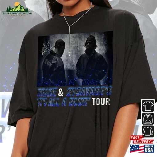 Drake 21 Savage Rap Shirt It’s All A Blur Tour 2023 90S Y2k Style Sweatshirt Classic Hoodie