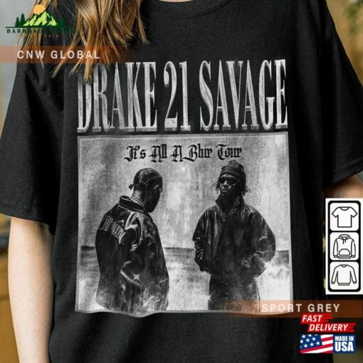 Drake 21 Savage Rap Shirt It’s All A Blur Tour 2023 90S Y2k Sweatshirt Unisex Hoodie