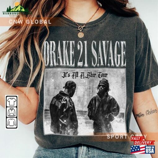 Drake 21 Savage Rap Shirt It’s All A Blur Tour 2023 90S Y2k Sweatshirt Unisex Hoodie