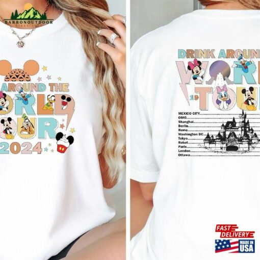 Drink Around World Tour 2024 Shirt Mickey And Friends Retro Walt Disneyworld Hoodie T-Shirt