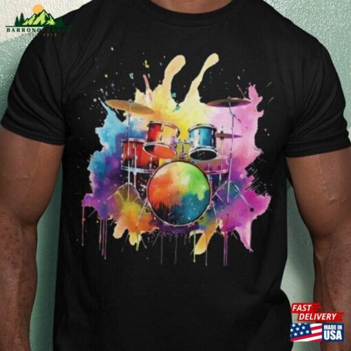 Drum Kit Unisex Tee Drummer Rainbow T-Shirt Classic