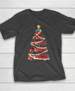 Firefighter Truck Christmas Tree Tee Funny Christmas Gift T-Shirt
