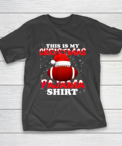 Football Christmas Gifts Santa Hat Funny Xmas Pajamas T-Shirt