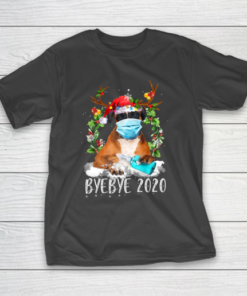 Funny Boxer Christmas Face Mask Bye Bye 2020 Xmas Dog T-Shirt