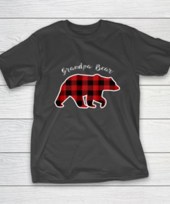 GRANDPA BEAR Men Red Plaid Christmas Pajama Family Gift T-Shirt