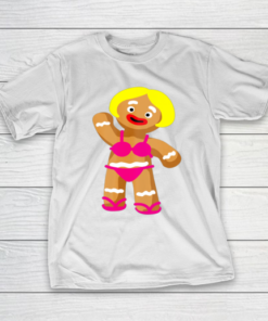 Gingerbread Woman in Bikini Christmas in July Party T-Shirt Gingerbread Woman in Bikini Christmas in July Party T-Shirt