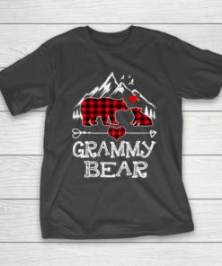 Grammy Bear Christmas Pajama Red Plaid Buffalo Family Gift T-Shirt