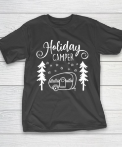 Happy Camping Shirt Red Holiday Camper  Christmas Trailer T-Shirt