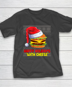 Happy Holidays With Cheese Funny Christmas Cheeseburger Ugly T-Shirt