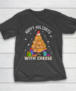 Happy Holidays With Cheese Shirt Pizza Christmas Tree T-Shirt