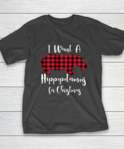 I Want A Hippopotamus For Christmas Cute Xmas Plaid Hippo T-Shirt