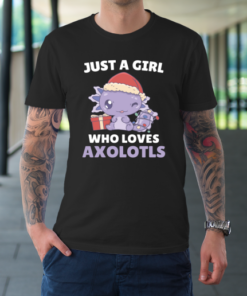 Just A Girl Who Loves Axolotls Cute Girls Christmas Pajama T-Shirt