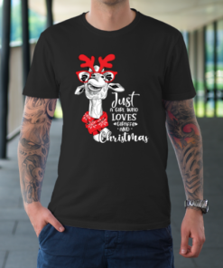 Just A Girl Who Loves Giraffe Christmas Giraffe Lover Xmas T-Shirt