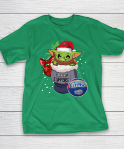 LA Clippers Christmas Baby Yoda Star Wars Funny Happy NBA T-Shirt
