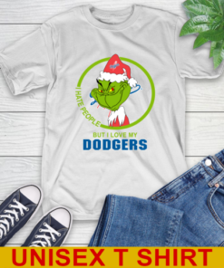 Los Angeles Dodgers MLB Christmas Grinch I Hate People But I Love My Favorite Baseball Team T-Shirt
