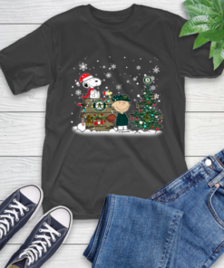 MLB Oakland Athletics Snoopy Charlie Brown Christmas Baseball Commissioner’s Trophy T-Shirt