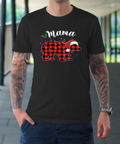 Mama Bear Buffalo Red Plaid Matching Family Christmas Pajama T-Shirt