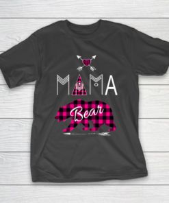 Mama Bear Shirt Buffalo Plaid Pink Family Christmas Camping T-Shirt